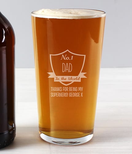 Personalised No.1 Shield Pint Glass - ItJustGotPersonal.co.uk