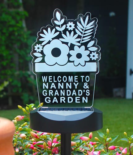 Personalised Plant Pot Outdoor Solar Light - ItJustGotPersonal.co.uk