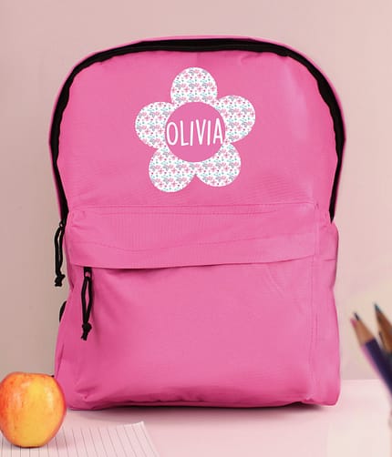 Personalised Flower Pink Backpack - ItJustGotPersonal.co.uk