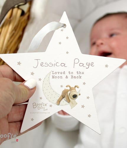 Personalised Boofle Baby Wooden Star Decoration - ItJustGotPersonal.co.uk