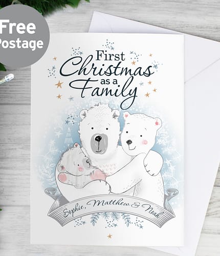 Personalised Polar Bear '1st Christmas As A Family' Card - ItJustGotPersonal.co.uk