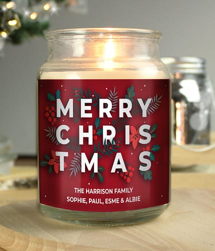 Personalised Christmas Large Scented Jar Candle - ItJustGotPersonal.co.uk