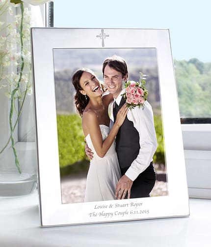 Personalised Silver 5x7 Cross Photo Frame - ItJustGotPersonal.co.uk