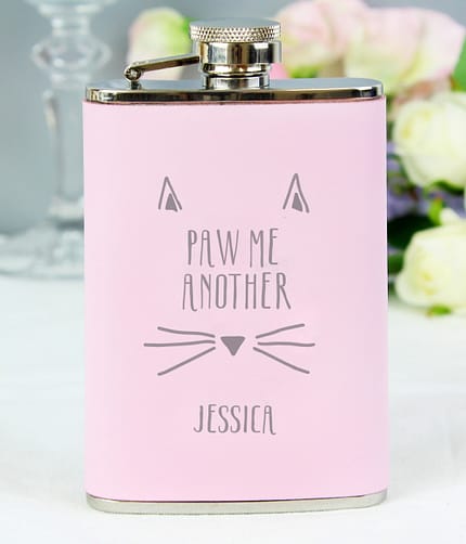 Personalised Paw Me Another Pink Hip Flask - ItJustGotPersonal.co.uk
