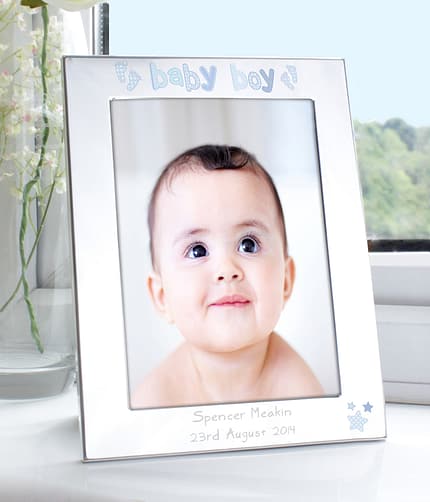 Personalised Silver 5x7 Baby Boy Photo Frame - ItJustGotPersonal.co.uk