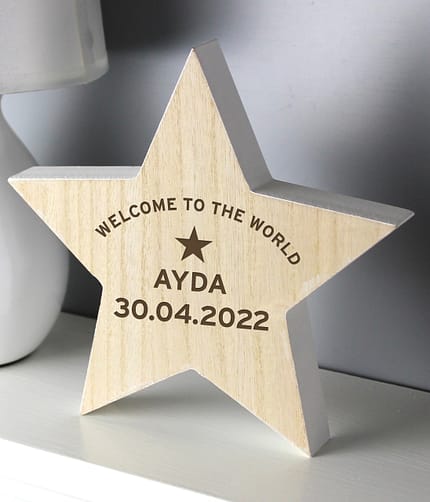 Personalised Rustic Wooden Star Decoration - ItJustGotPersonal.co.uk