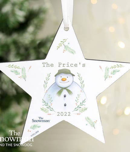 Personalised The Snowman Winter Garden Wooden Star Decoration - ItJustGotPersonal.co.uk