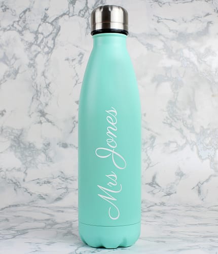 Personalised Mint Green Metal Insulated Drinks Bottle - ItJustGotPersonal.co.uk