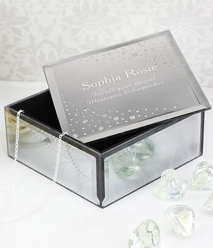Personalised Diamante Name & Message Glass Trinket Box - ItJustGotPersonal.co.uk