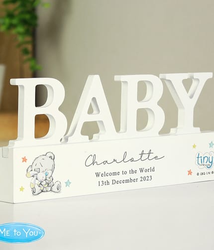 Personalised Tiny Tatty Teddy Wooden Baby Ornament - ItJustGotPersonal.co.uk