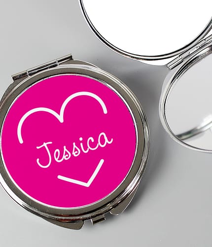 Personalised Pink Name Compact Mirror - ItJustGotPersonal.co.uk