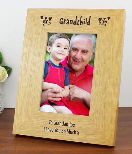 Personalised Oak Finish 6x4 Grandchild Photo Frame - ItJustGotPersonal.co.uk