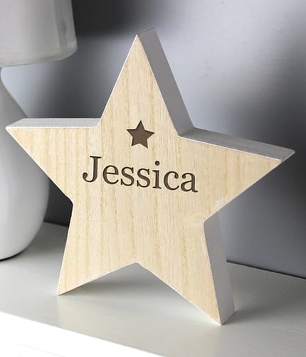 Personalised Any Name Rustic Wooden Star Decoration - ItJustGotPersonal.co.uk