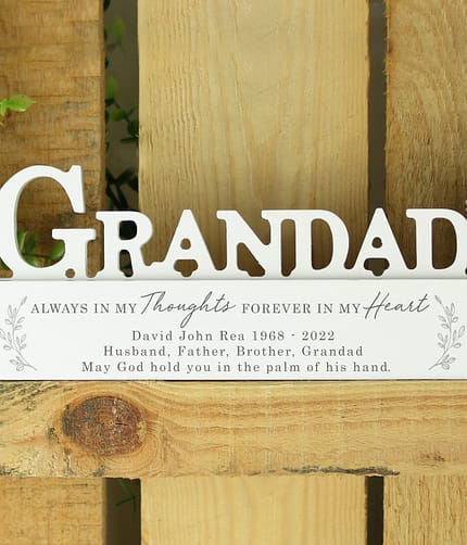 Personalised In Loving Memory Wooden Grandad Ornament - ItJustGotPersonal.co.uk