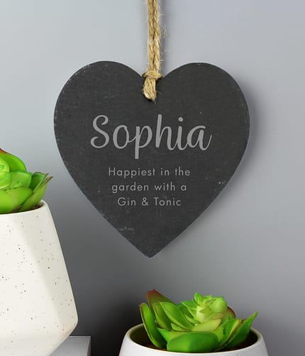Personalised Free Text Slate Heart Decoration - ItJustGotPersonal.co.uk