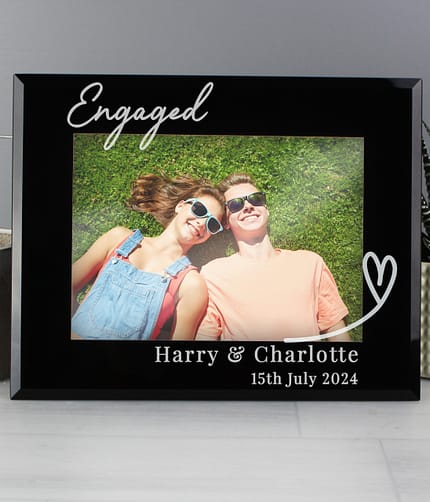 Personalised Heart Black Glass 5x7 Photo Frame - ItJustGotPersonal.co.uk