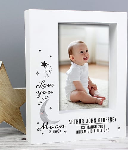 Personalised Baby To The Moon and Back 5x7 Box Photo Frame - ItJustGotPersonal.co.uk