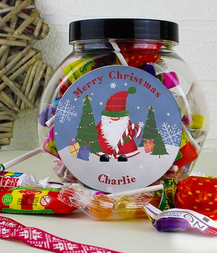 Personalised Tartan Santa Sweet Jar - ItJustGotPersonal.co.uk