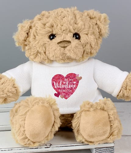 Personalised Valentine's Day Confetti Hearts Teddy Bear - ItJustGotPersonal.co.uk