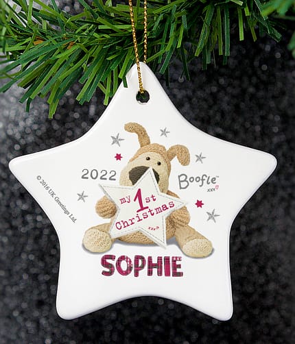 Personalised Boofle My 1st Christmas Ceramic Star Decoration - ItJustGotPersonal.co.uk