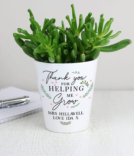 Personalised Thank You For Helping Me Grow Plant Pot - ItJustGotPersonal.co.uk