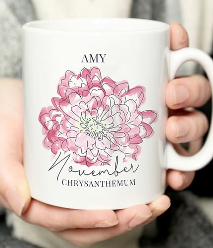 Personalised Flower of the Month Mug - ItJustGotPersonal.co.uk