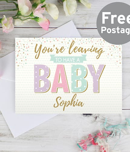 Personalised 'You're Leaving to Have a Baby' Card - ItJustGotPersonal.co.uk