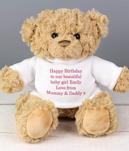 Personalised Message Teddy Bear - Pink - ItJustGotPersonal.co.uk