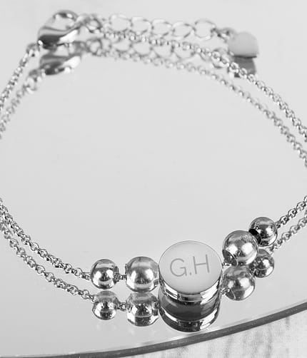 Personalised Silver Plated Initials Disc Bracelet - ItJustGotPersonal.co.uk