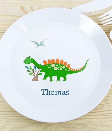 Personalised Dinosaur Plastic Plate - ItJustGotPersonal.co.uk