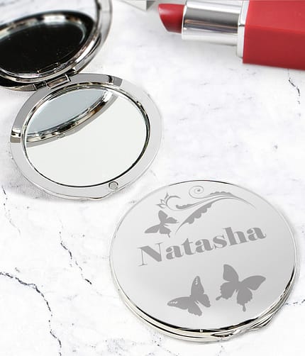 Personalised Butterfly Swirl Compact Mirror - ItJustGotPersonal.co.uk