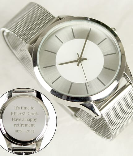 Personalised Silver with Mesh Style Strap Watch - ItJustGotPersonal.co.uk