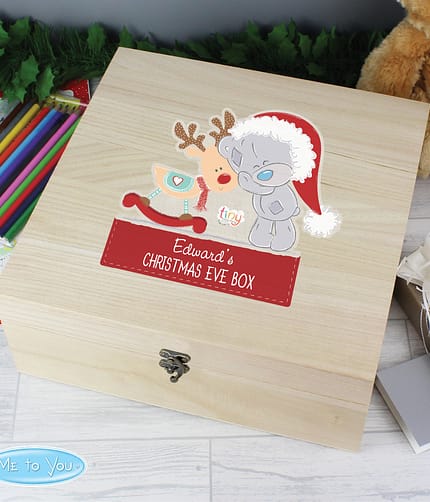 Personalised Colourful Tiny Tatty Teddy Large Wooden Christmas Eve Box - ItJustGotPersonal.co.uk
