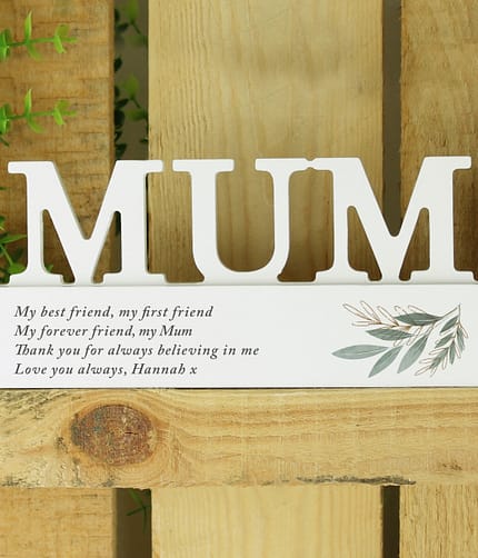 Personalised Botanical Wooden Mum Ornament - ItJustGotPersonal.co.uk