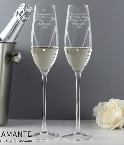 Personalised Hand Cut Little Hearts Pair of Flutes with Gift Box - ItJustGotPersonal.co.uk
