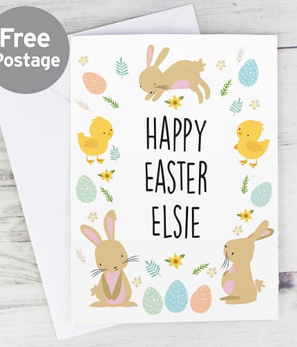 Personalised Easter Bunny & Chick Card - ItJustGotPersonal.co.uk