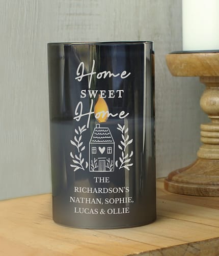 Personalised HOME Smoked Glass LED Candle - ItJustGotPersonal.co.uk