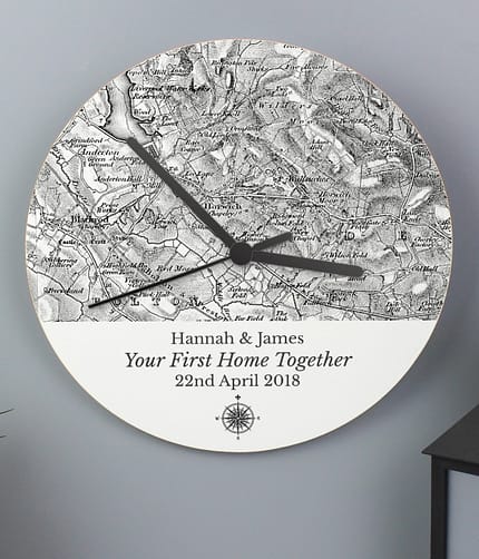 Personalised 1805 - 1874 Old Series Map Compass Wooden Clock - ItJustGotPersonal.co.uk