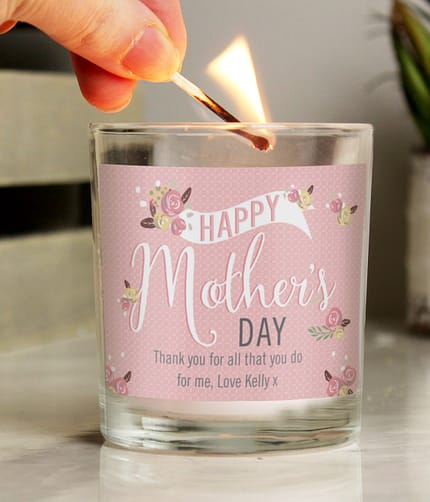 Personalised Floral Bouquet Mother's Day Scented Jar Candle - ItJustGotPersonal.co.uk