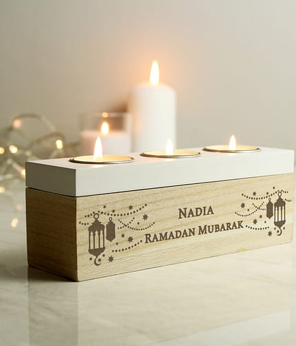 Personalised Eid and Ramadan Triple Tea Light Box - ItJustGotPersonal.co.uk