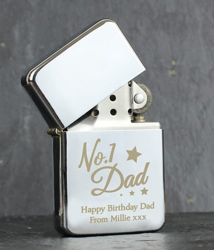 Personalised No.1 Dad Silver Lighter - ItJustGotPersonal.co.uk