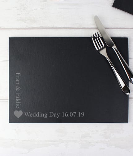 Personalised Heart Motif Slate Placemat - ItJustGotPersonal.co.uk