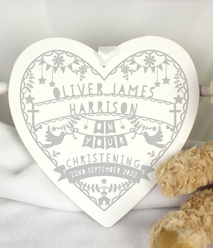 Personalised Grey Papercut Style Large Wooden Heart - ItJustGotPersonal.co.uk