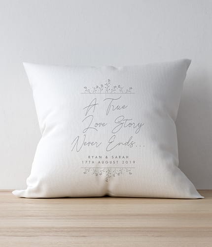 Personalised True Love Story White Cushion - ItJustGotPersonal.co.uk