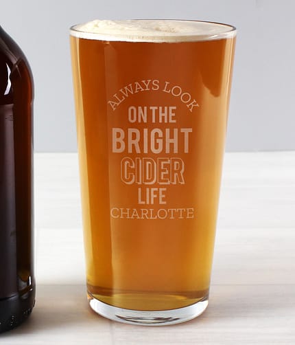 Personalised Always Look On The Bright Cider Life Pint Glass - ItJustGotPersonal.co.uk