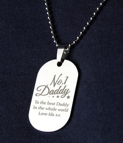 Personalised No.1 Daddy Stainless Steel Dog Tag Necklace - ItJustGotPersonal.co.uk