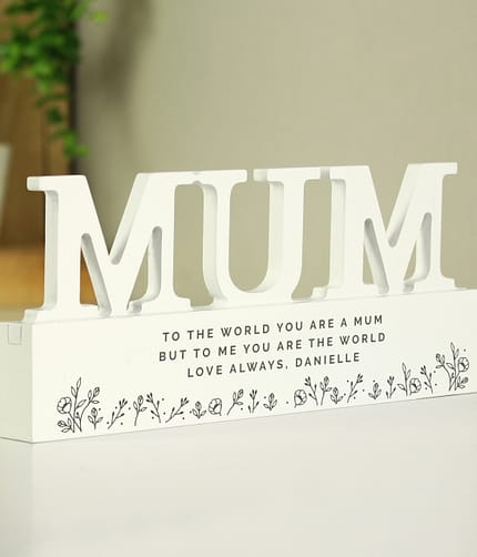 Personalised Floral Wooden Mum Ornament - ItJustGotPersonal.co.uk