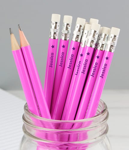 Personalised Star Motif Pink Pencils - ItJustGotPersonal.co.uk