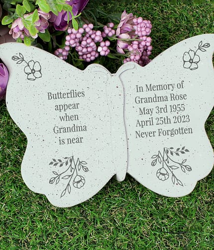Personalised Floral Memorial Resin Butterfly - ItJustGotPersonal.co.uk