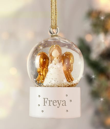 Personalised Name Only Angel Glitter Snow Globe Tree Decoration - ItJustGotPersonal.co.uk